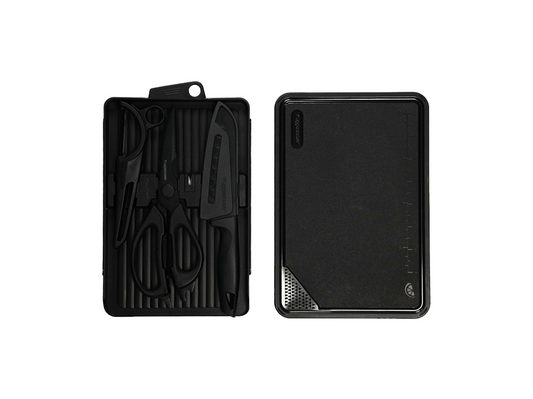 Rugged Sear Camping Food Prep Set with Cutting Board & Santoku Knife